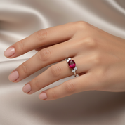 Anello - 18 carati Oro bianco - 1.50ct. tw. Rubino - Diamante