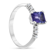 Anello - 18 carati Oro bianco - 0.12 tw. Diamante (Naturale) - Tanzanite