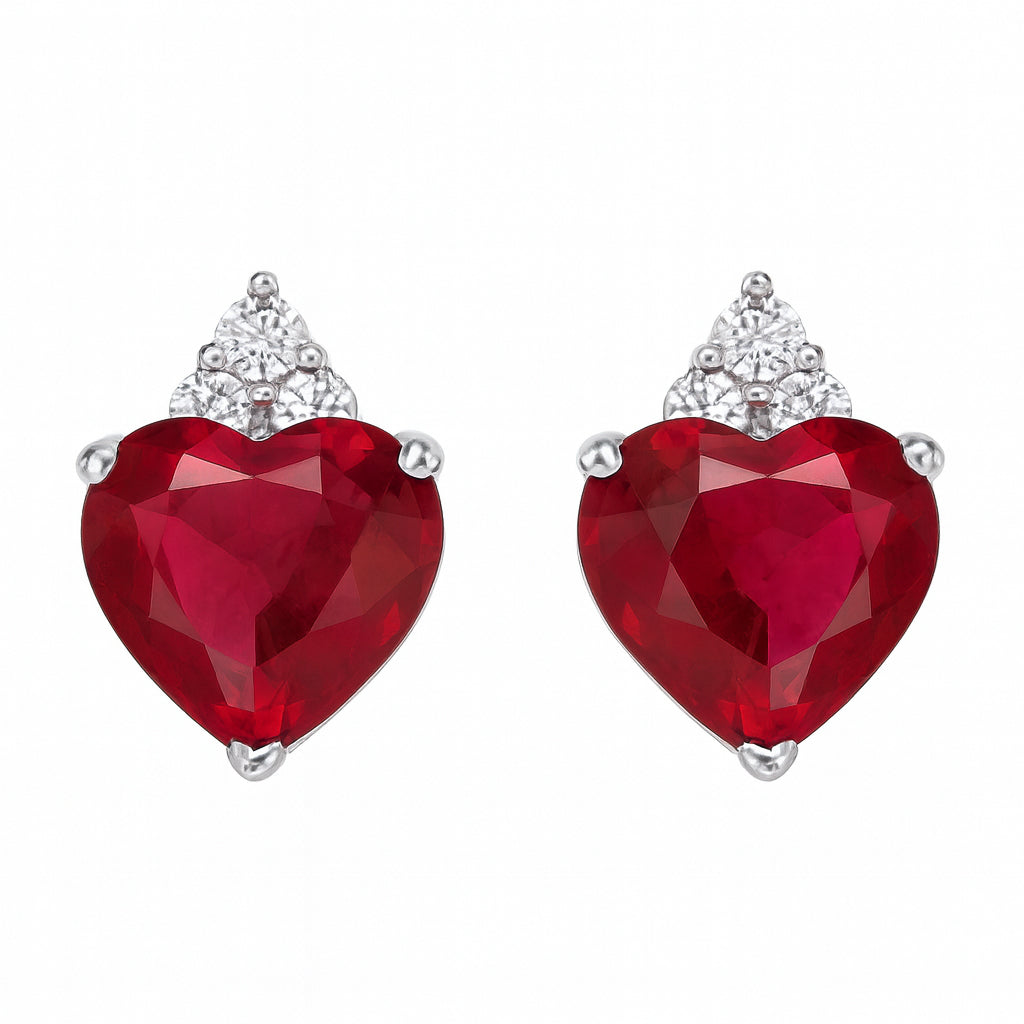 Orecchini - 18 carati Oro bianco - 2.36ct. tw. Rubino - Diamante