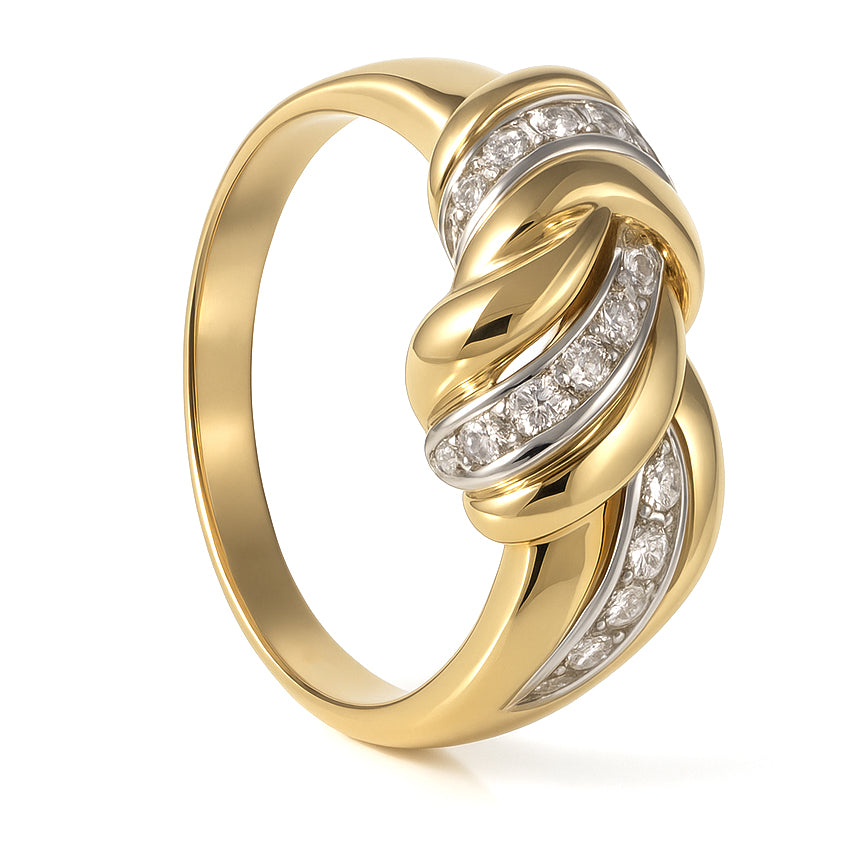 Anello - 18 carati Oro bianco, Oro giallo - 0.13ct. tw. Diamante (Naturale)