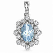 Ciondolo - 18 carati Oro bianco - 0.91ct. tw. Acquamarina - Diamante