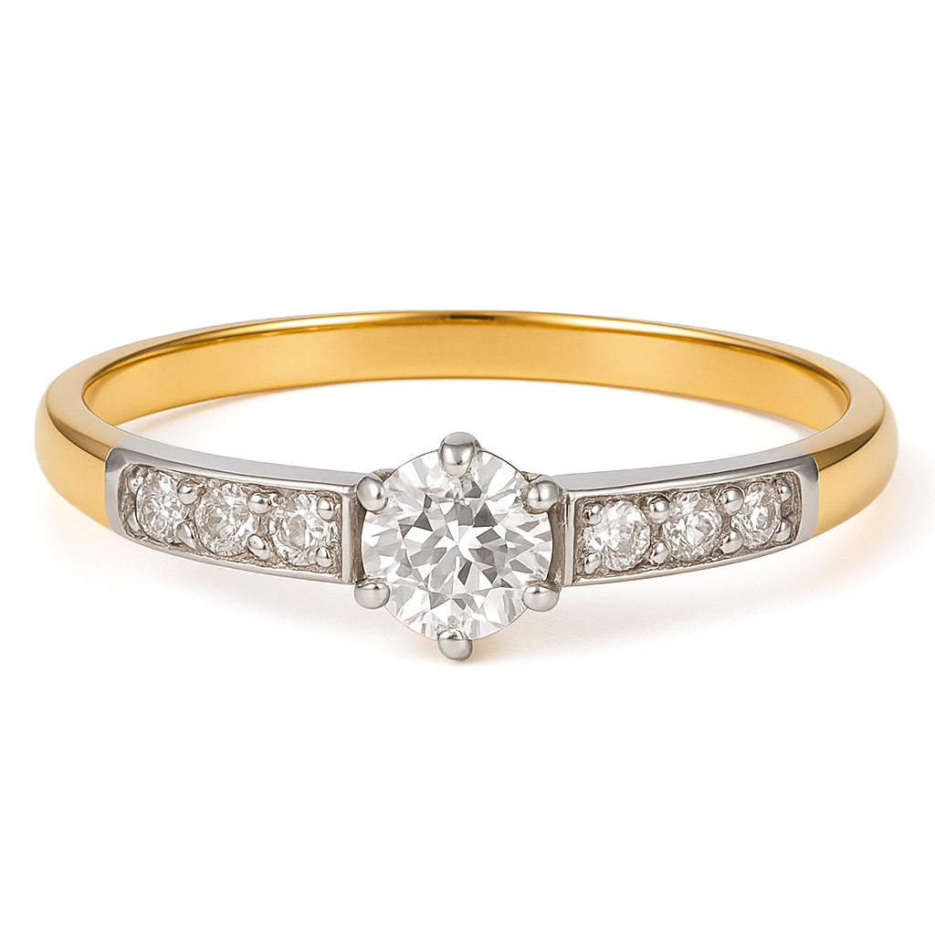 Anello - 14 carati Oro bianco, Oro giallo - 0.59ct. tw. Diamante (Naturale)