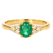 Anello - 18 carati Oro giallo - 0.92ct. tw. Smeraldo - Diamante