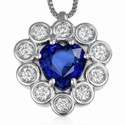 Collana con ciondolo - 18 carati Oro bianco - 1.06ct. tw. Zaffiro - Diamante