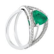 Anello - 18 carati Oro bianco - 2.50ct. tw. Smeraldo - Diamante