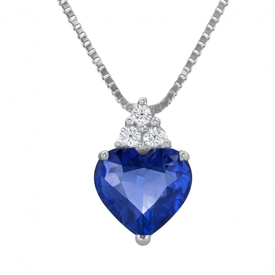 Collana con ciondolo - 18 carati Oro bianco - 0.76ct. tw. Zaffiro - Diamante