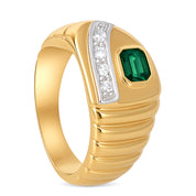 Anello - 18 carati Oro bianco, Oro giallo - 0.28ct. tw. Smeraldo - Diamante