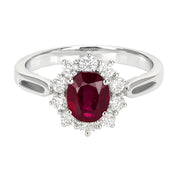 Anello - 18 carati Oro bianco - 1.15ct. tw. Rubino - Diamante