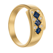 Anello - 18 carati Oro giallo - 0.30ct. tw. Zaffiro - Diamante