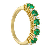 Anello - 18 carati Oro giallo - 1.24ct. tw. Smeraldo - Diamante