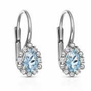 Orecchini - 18 carati Oro bianco - 0.82ct. tw. Acquamarina - Diamante