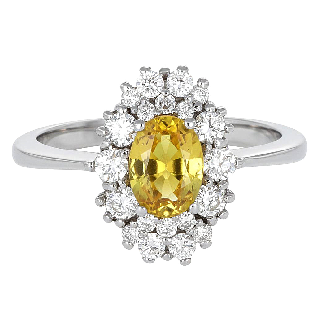 Anello - 18 carati Oro bianco - 1.46ct. tw. Tormalina - Diamante