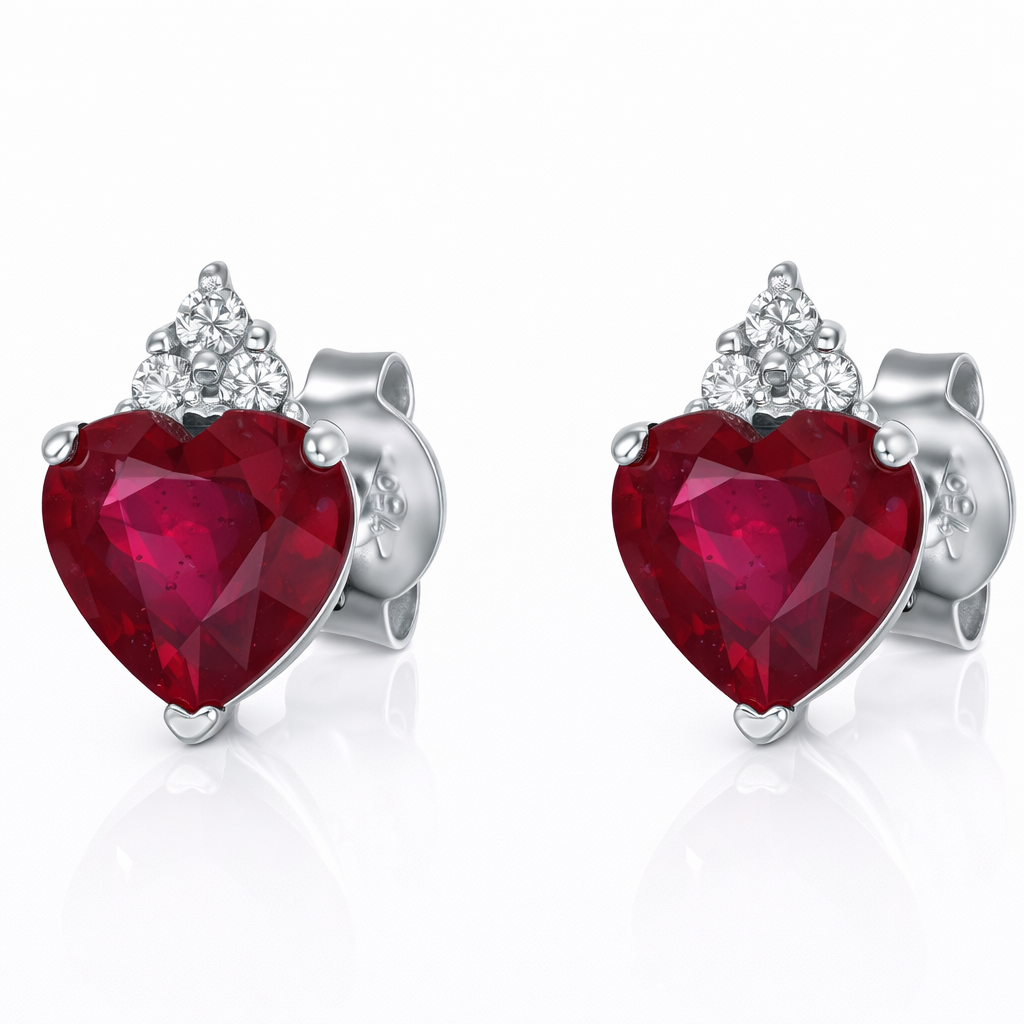 Orecchini - 18 carati Oro bianco - 2.36ct. tw. Rubino - Diamante