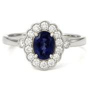 Anello - 18 carati Oro bianco - 0.72ct. tw. Iolite - Diamante