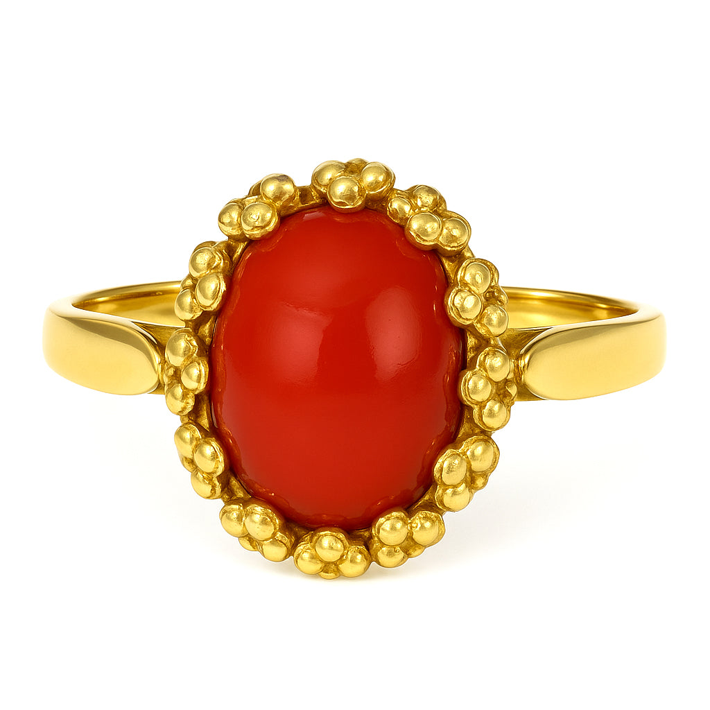 Anello - 18 carati Oro giallo Corallo