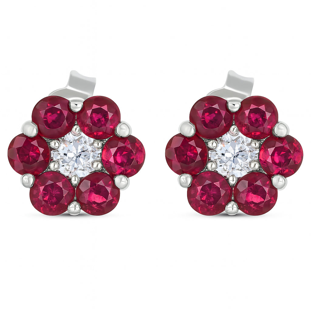 Orecchini - 18 carati Oro bianco - 2.26ct. tw. Rubino - Diamante