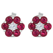 Orecchini - 18 carati Oro bianco - 2.26ct. tw. Rubino - Diamante