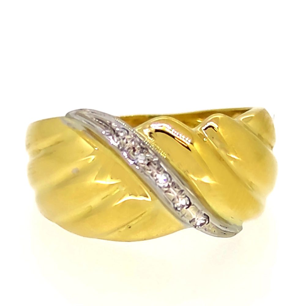 Anello - Oro 18 kt - Oro bianco, Oro giallo - 0.08ct. Diamante