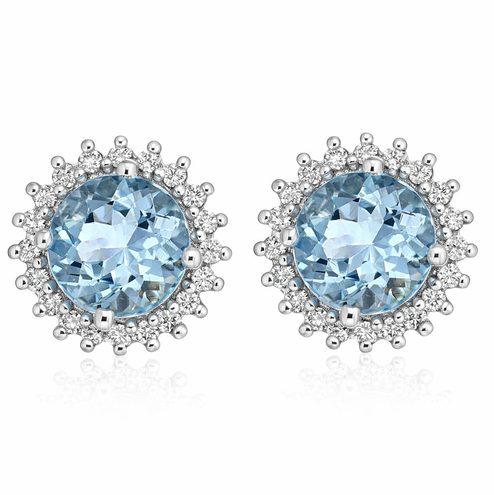 Orecchini - 18 carati Oro bianco - 1.69ct. tw. Acquamarina - Diamante