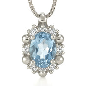 Collana con ciondolo - 18 carati Oro bianco - 0.44ct. tw. Acquamarina - Diamante