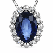 Collana con ciondolo - 18 carati Oro bianco - 0.86ct. tw. Zaffiro - Diamante