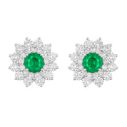 Orecchini - 18 carati Oro bianco - 1.65ct. tw. Smeraldo - Diamante