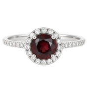 Anello - 18 carati Oro bianco - 0.96ct. tw. Granato - Diamante