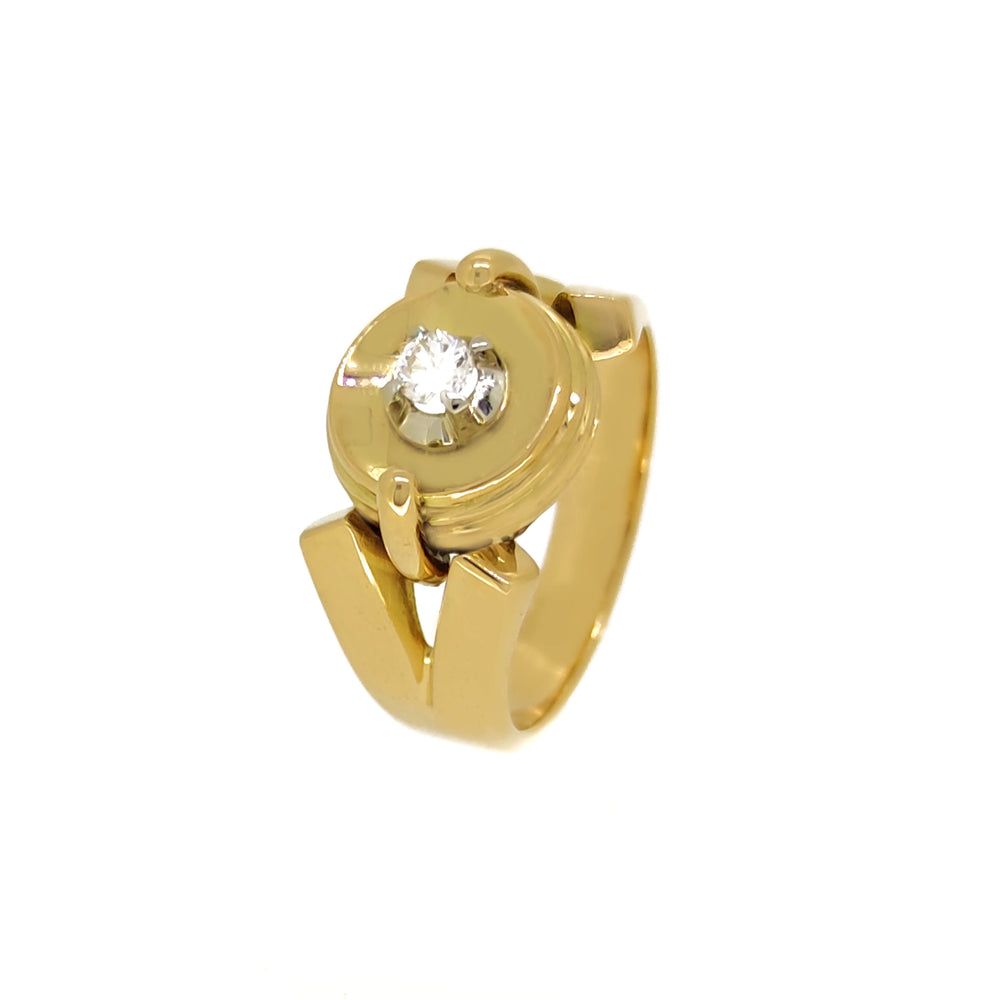 18 carati Oro Giallo Oro Bianco - Anello - 0.12 ct Diamante