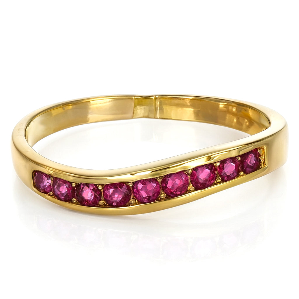 Anello - 18 carati Oro giallo - 0.04ct. tw. Rubino