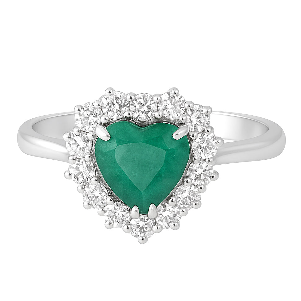 Anello - 18 carati Oro bianco - 1.75ct. tw. Smeraldo - Diamante