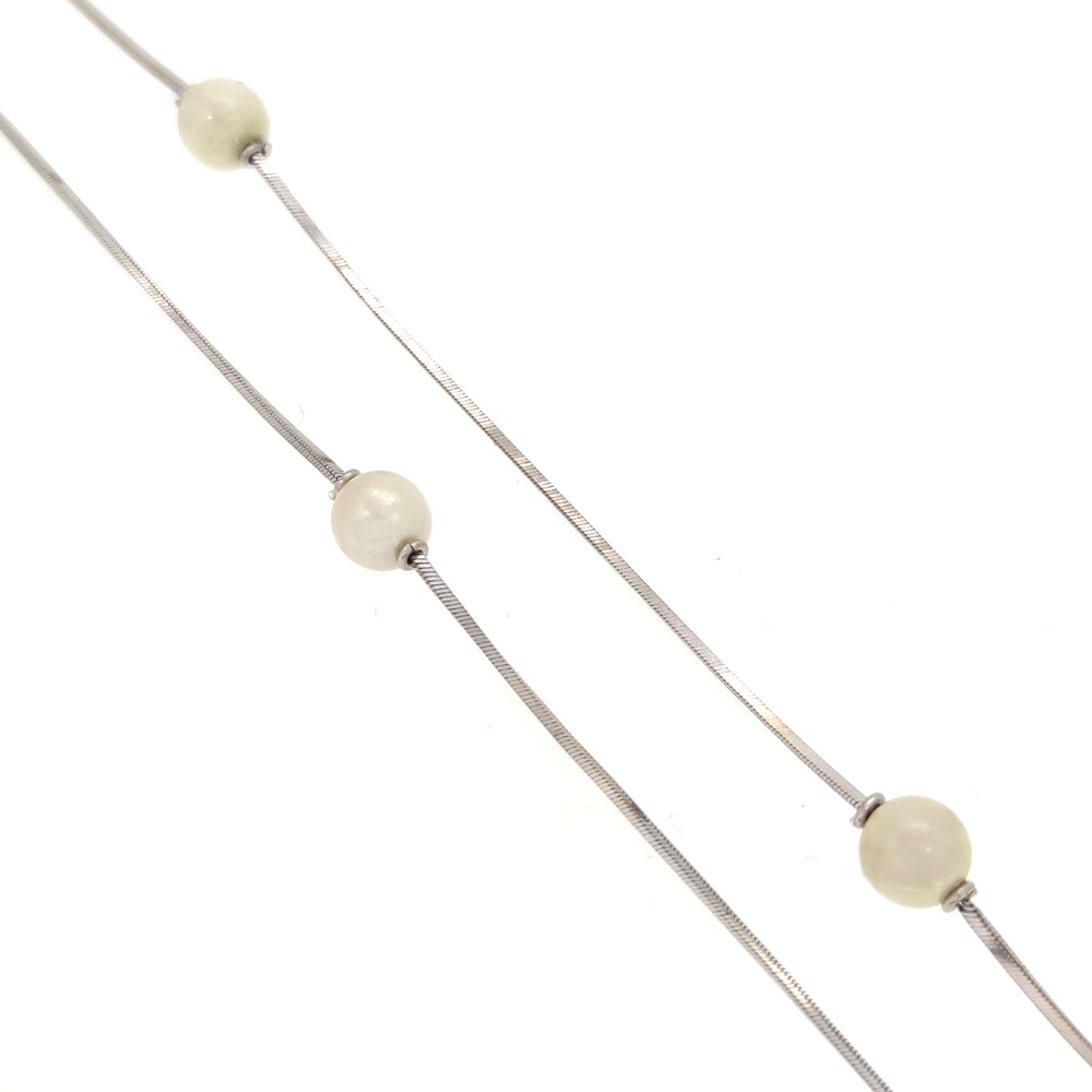18 carati Oro bianco - Collana - Perle Akoya 6.29 mm