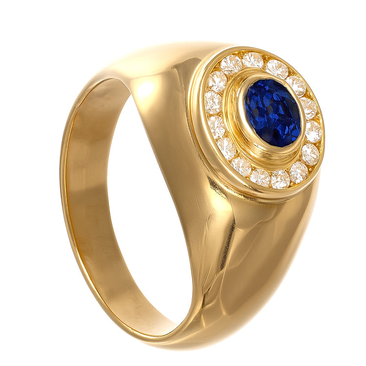 Anello - 18 carati Oro giallo - 0.68ct. tw. Zaffiro - Diamante