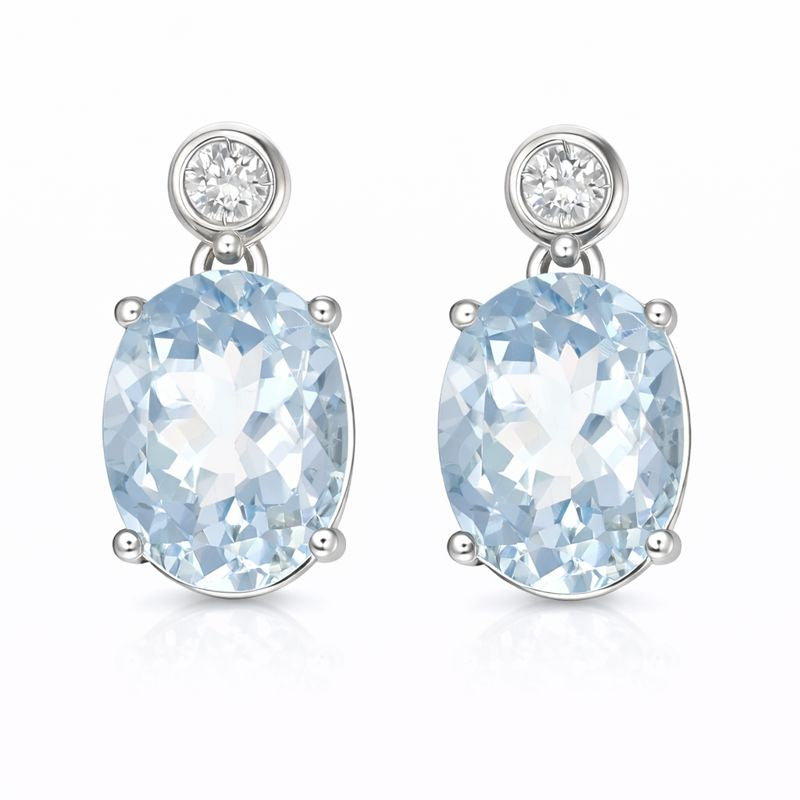 Orecchini - 18 carati Oro bianco - 4.80ct. tw. Acquamarina - Diamante