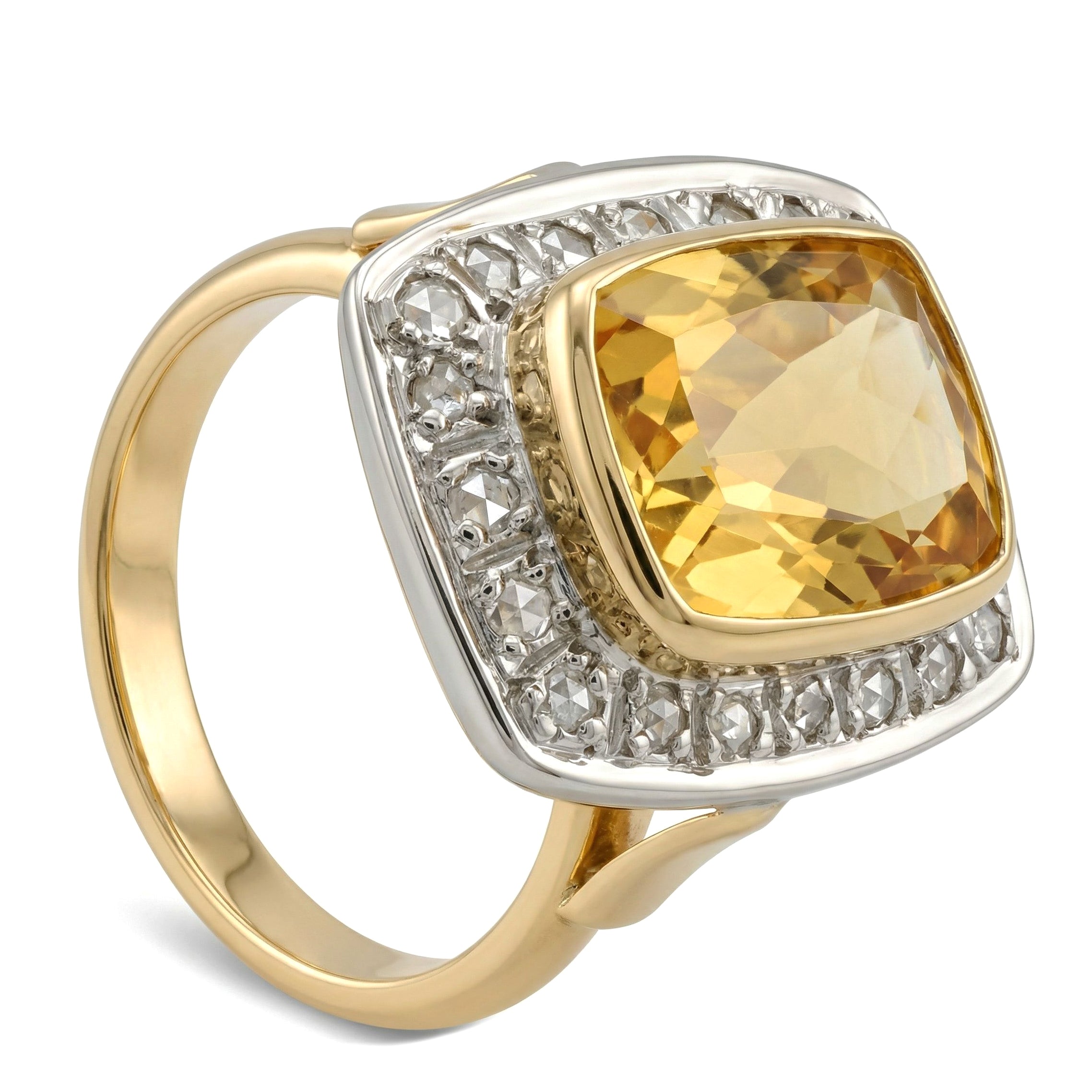 Anello in Oro giallo 14 carati e Argento 800 con n 1 Opale di fuoco  Diamanti