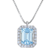 Collana con ciondolo - 18 carati Oro bianco - 1.42ct. tw. Acquamarina - Diamante