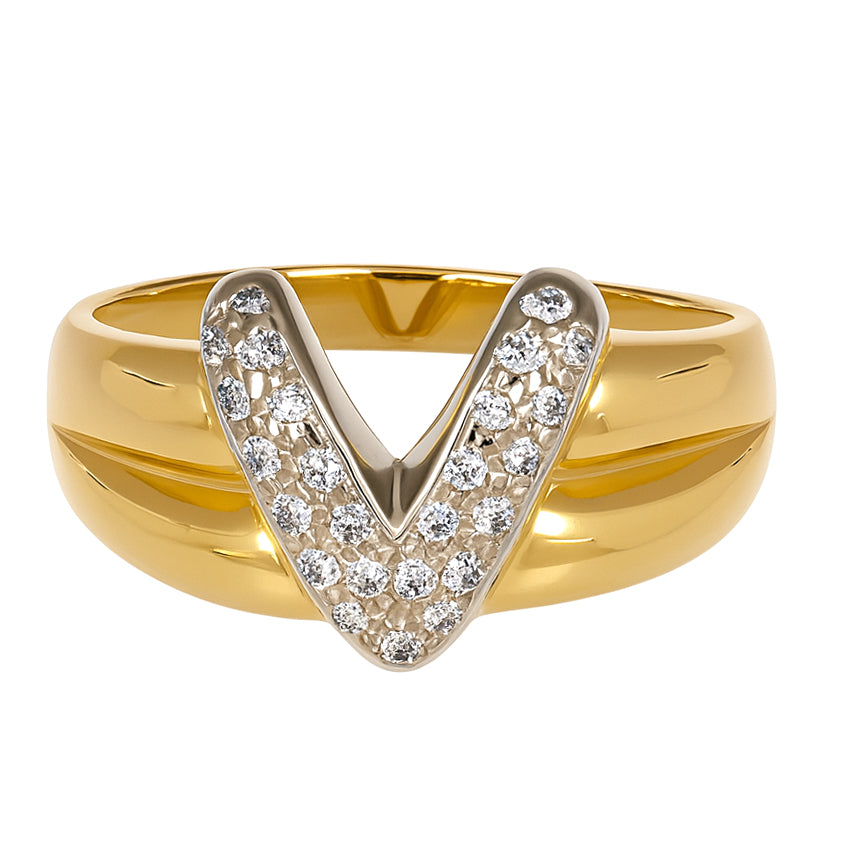 Anello - 18 carati Oro bianco, Oro giallo - 0.13ct. tw. Diamante (Naturale)