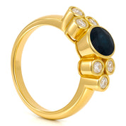 Anello - 18 carati Oro giallo - 0.81ct. tw. Zaffiro - Diamante