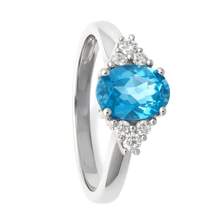 Anello - 18 carati Oro bianco - 1.72ct. tw. Topazio - Diamante