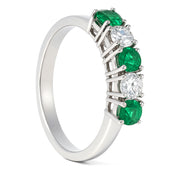 Anello - 18 carati Oro bianco - 0.50ct. tw. Smeraldo - Diamante