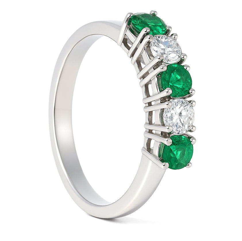 Anello - 18 carati Oro bianco - 0.50ct. tw. Smeraldo - Diamante