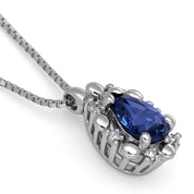 Collana con ciondolo - 18 carati Oro bianco - 0.52ct. tw. Zaffiro - Diamante