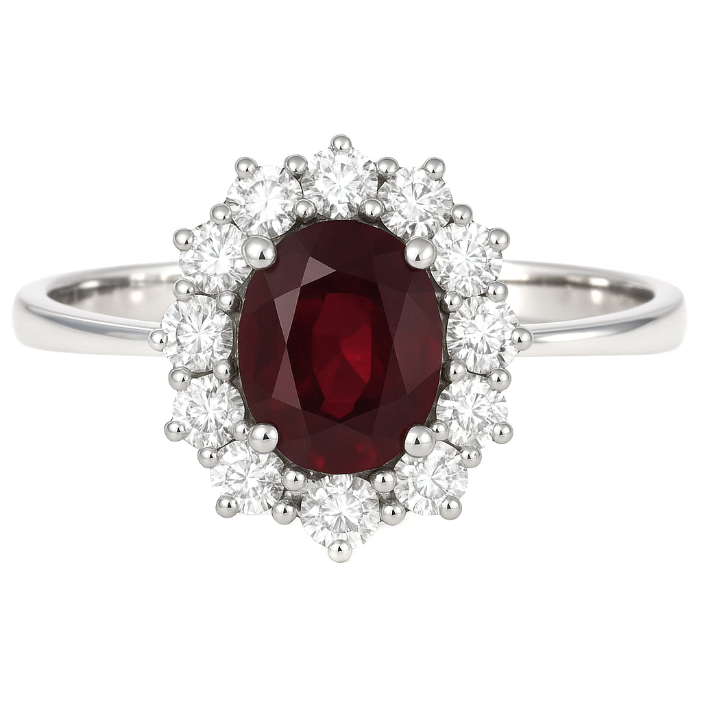 Anello - 18 carati Oro bianco - 1.87ct. tw. Rubino - Diamante