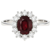 Anello - 18 carati Oro bianco - 1.87ct. tw. Rubino - Diamante