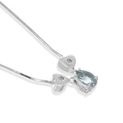 Collana con ciondolo - 18 carati Oro bianco - 0.03ct. tw. Diamante - Acquamarina