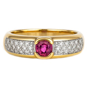 Anello - 18 carati Oro bianco, Oro giallo - 0.57ct. tw. Rubino - Diamante
