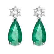 Orecchini - 18 carati Oro bianco - 6.40ct. tw. Smeraldo - Diamante