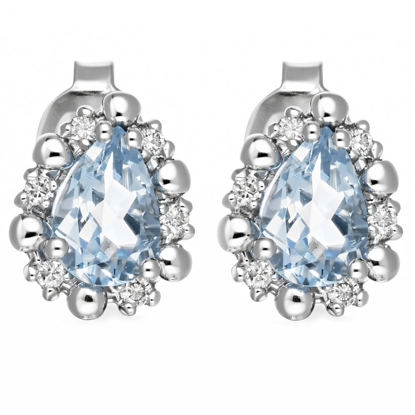 Orecchini - 18 carati Oro bianco - 0.74ct. tw. Acquamarina - Diamante