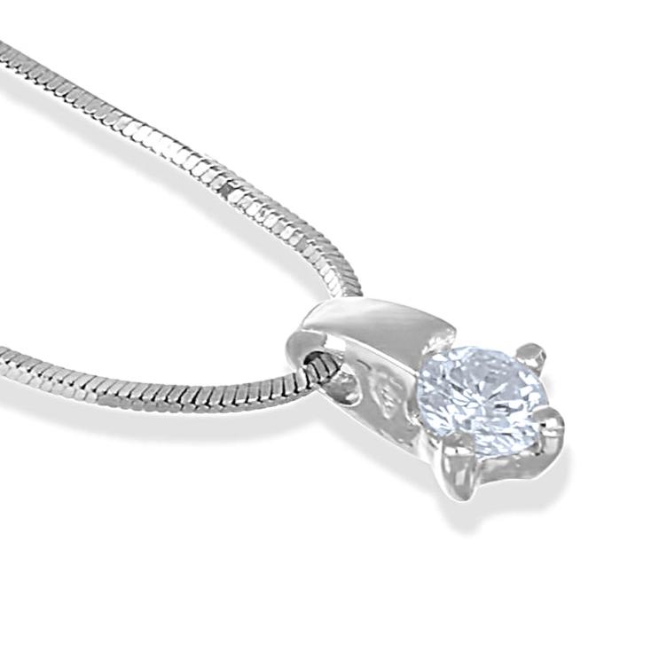 Collana con ciondolo - 18 carati Oro bianco - 0.16ct. tw. Diamante