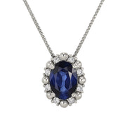 Collana con ciondolo - 18 carati Oro bianco - 0.86ct. tw. Zaffiro - Diamante