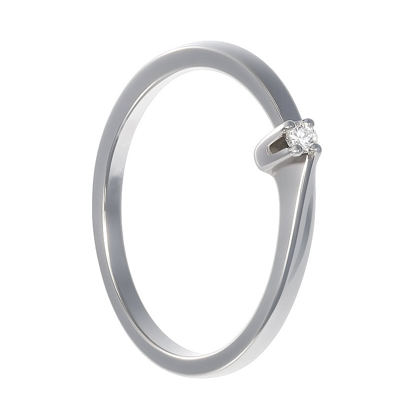 Anello - 18 carati Oro bianco - 0.03ct. tw. Diamante (Naturale)